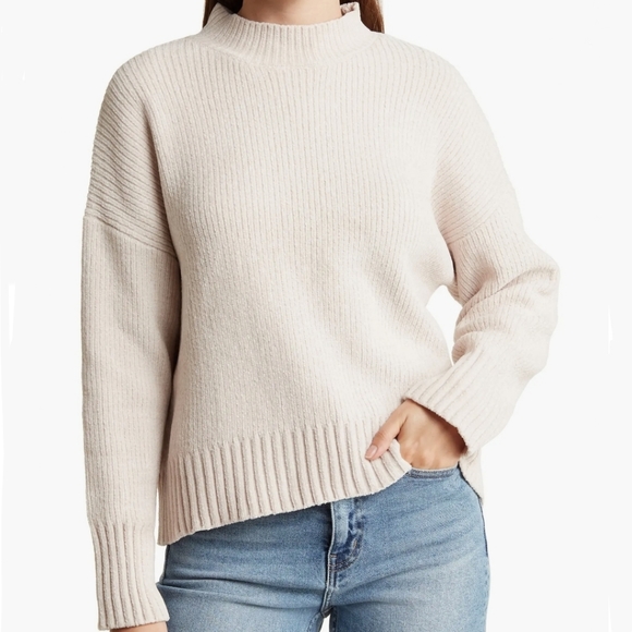 Sanctuary Sweaters - Nordstrom's Sanctuary Chenille Mock Neck Crop Sweater Tan Gold Cream Medium